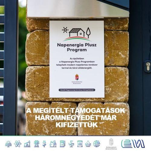Napenergia Plusz Program: a támogatások háromnegyede már célba ért
