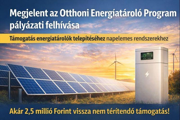 Megjelent az Otthoni Energiatároló Program pályázati felhívása